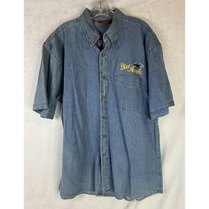 Harriton Blue Angels Navy Denim Shirt XL Embroidered Aviation Logo Cotton